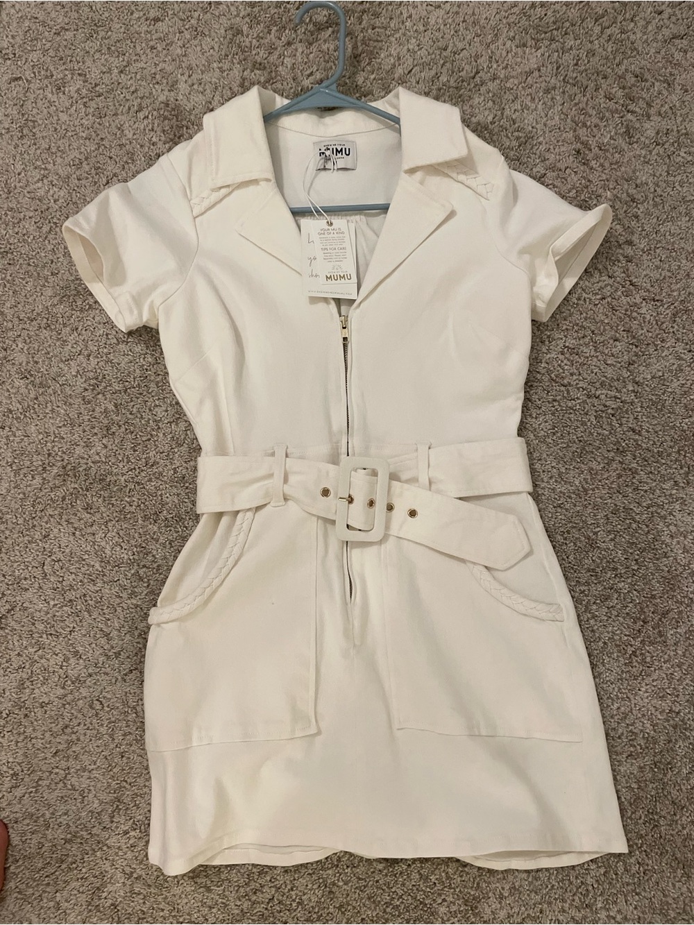 Show Me Your MuMu Cream Belted Shirt Dress
